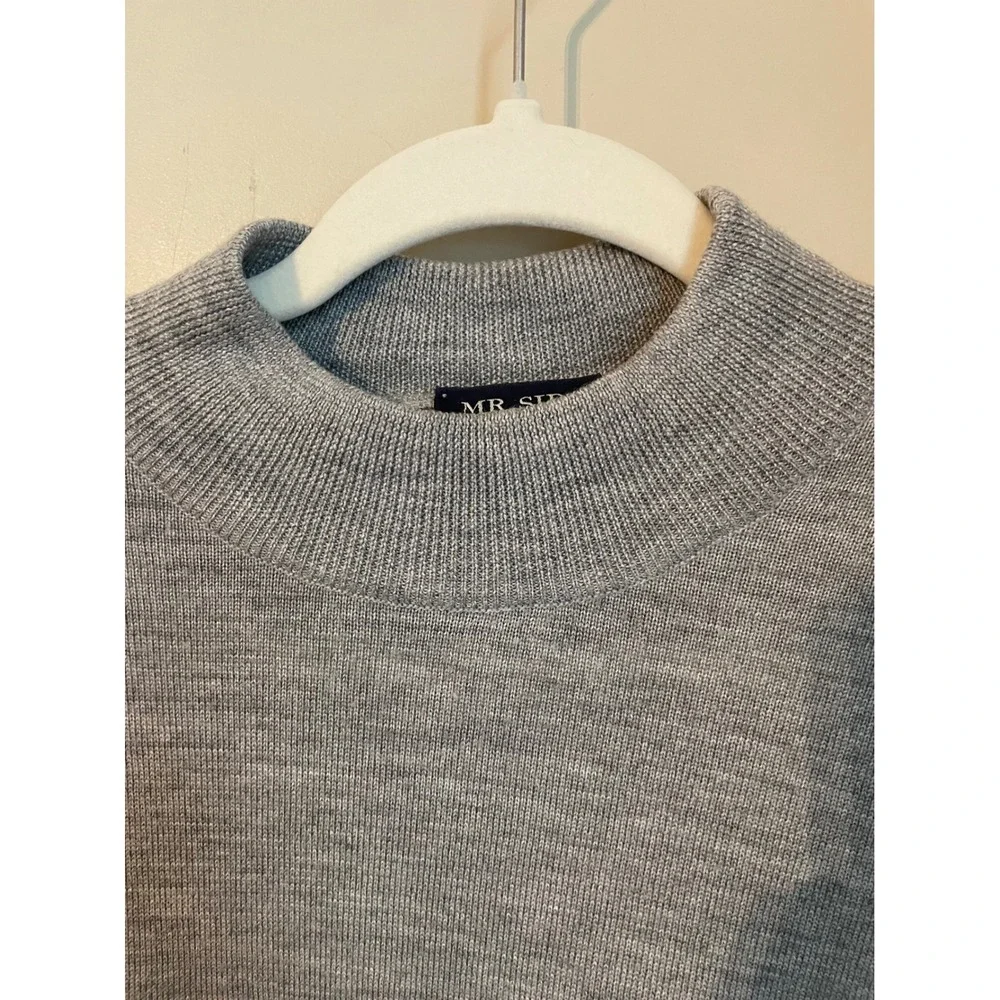 Mr. Sid Mens Size L Gray Wool Silk Cashmere Mock Neck Sweater Made in Italy